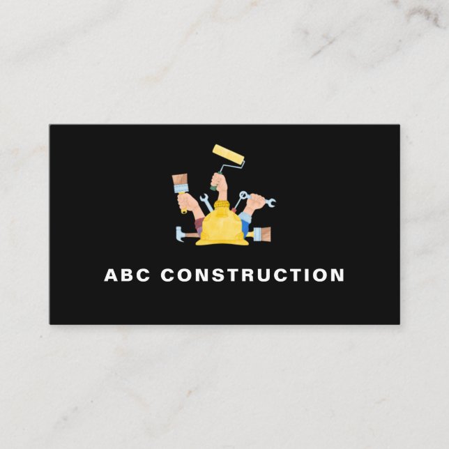 Classy & Cool Construction Tools Illustration Business Card (Front)