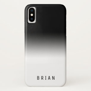 Classy COOL Gradient Black and White Personalised iPhone X Case
