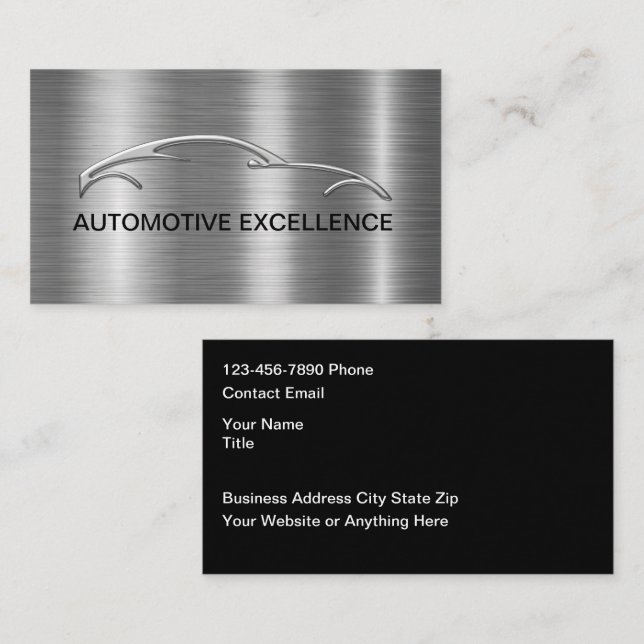 Classy Cool Sleek Modern Automotive Business Cards (Front/Back)