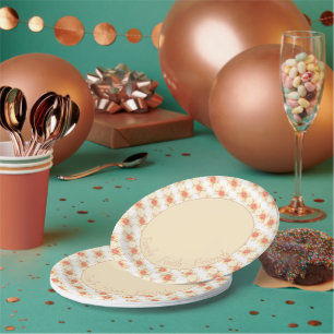 Classy Coral and Cream Floral Designer Paper Plate