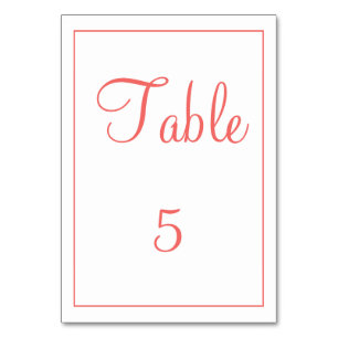 Classy coral and white table number