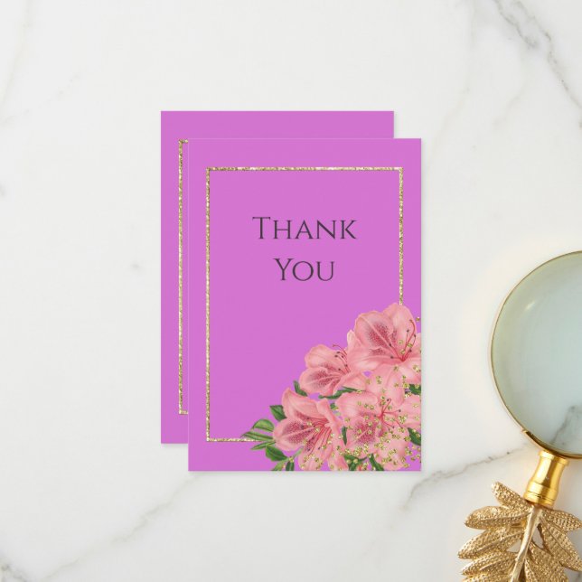 Classy Corner Floral & Glitter Confetti Birthday  Thank You Card (Front/Back In Situ)