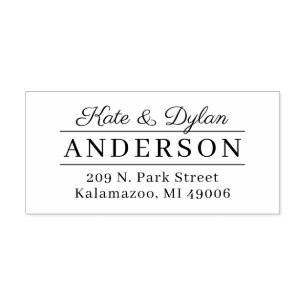 Classy Couple Elegant Monogram Return Address Rubber Stamp