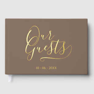 Classy Couple Initials Wedding Date Year Gold Guest Book
