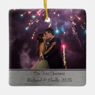 Classy Couples First Christmas Ceramic Ornament