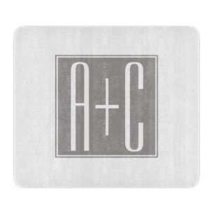 Classy Couples Initails White & Grey Cutting Board