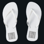 Classy Couples Initails | White & Grey Flip Flops<br><div class="desc">Classy, bold & modern.</div>