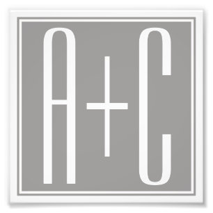 Classy Couples Initails White & Grey Photo Print