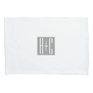 Classy Couples Initails   White & Grey Pillowcase