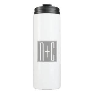 Classy Couples Initails White & Grey Thermal Tumbler