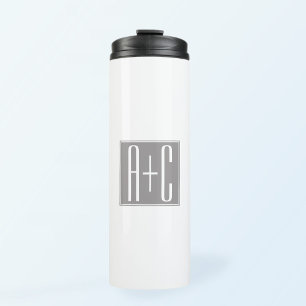 Classy Couples Initails White & Grey Thermal Tumbler