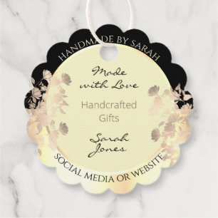 Classy Cream and Gold Chic Floral Product Supplies Favour Tags