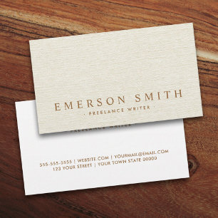 Classy cream coloured faux linen trendy minimalist business card