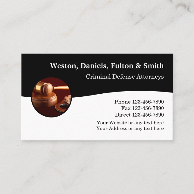 Classy Criminal Defense Law Group Business Card (Front)