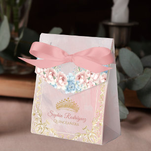Classy Crown Floral Pink Quinceanera Favour Box