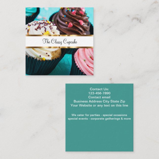 Classy Cupcake Catering Services Business Cards (Front/Back)