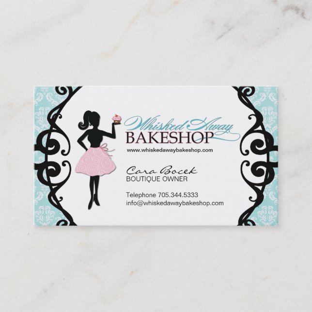 Classy Cupcake Silhouette Business Cards (Front)