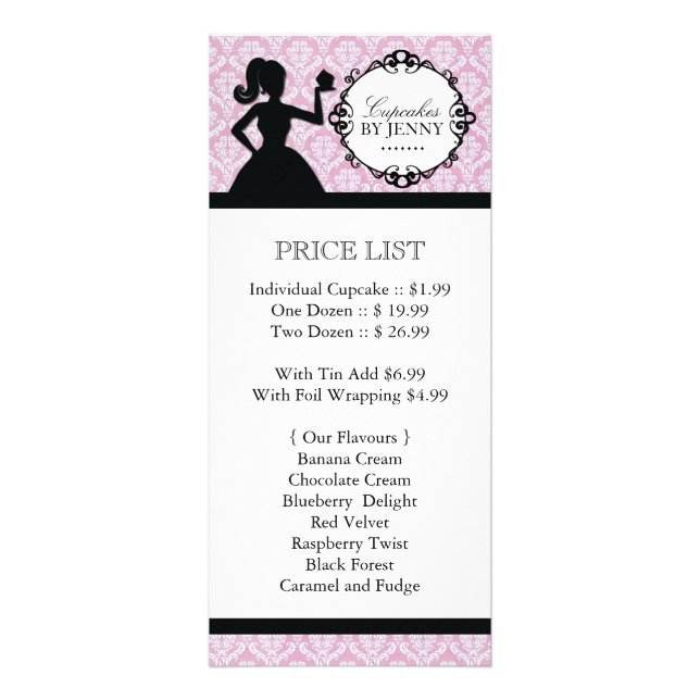 Classy Cupcake Silhouette Rack Card (Front)