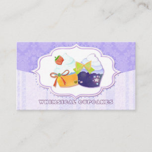 Classy Cupcake Store Damask Business Card