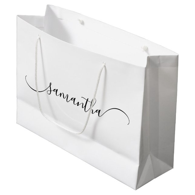 Classy Curved Swash Signature Name Large Gift Bag (Front Angled)