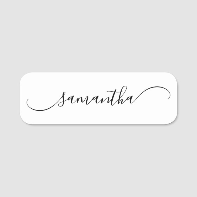 Classy Curved Swash Signature Name Tag (Front)