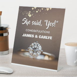 Classy, Custom Engagement Congrats Pedestal Sign