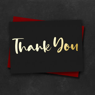 Classy Custom Minimal Modern Chic Black Thank You Foil Holiday Card
