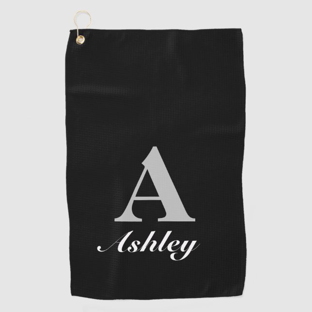 Classy Custom Name & Initial Golf Towel (Front)
