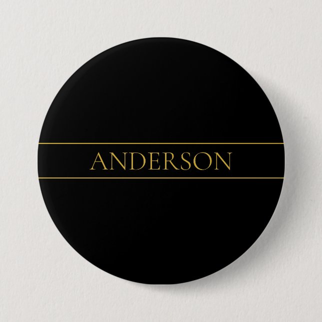 Classy Customisable Gold Text & Lines 7.5 Cm Round Badge (Front)