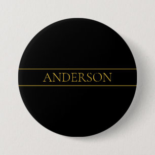 Classy Customisable Gold Text & Lines 7.5 Cm Round Badge