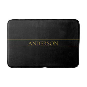 Classy Customisable Gold Text & Lines Bath Mat