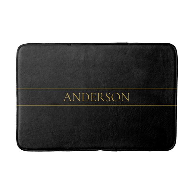 Classy Customisable Gold Text & Lines Bath Mat (Front)