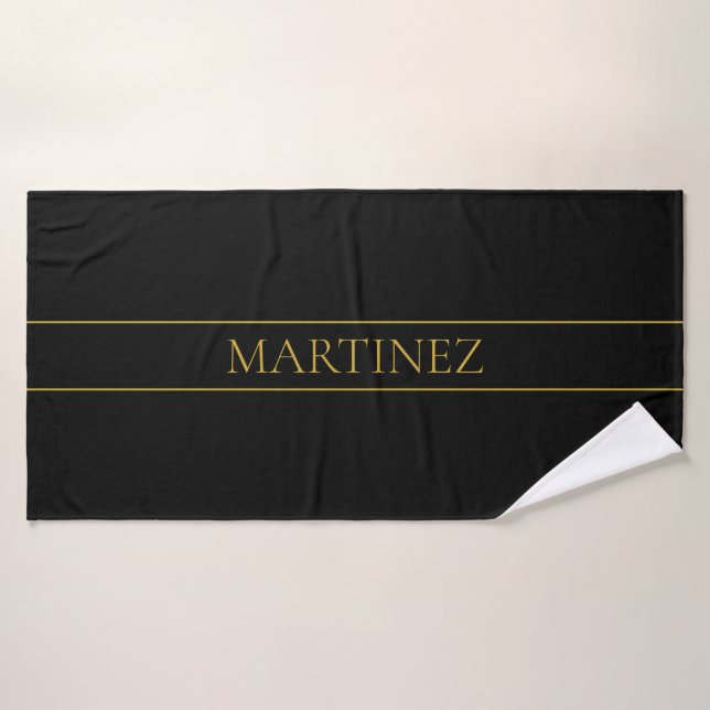 Classy Customisable Gold Text & Lines Bath Towel Set (Bath Towel)