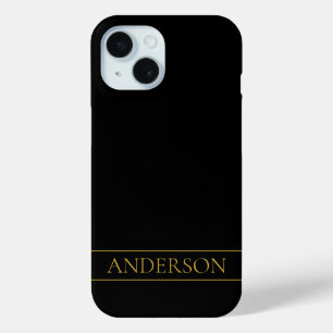 Classy Customisable Gold Text & Lines iPhone 15 Case