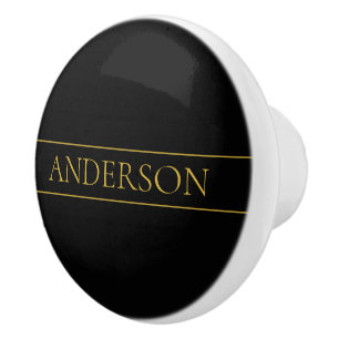 Classy Customisable Gold Text & Lines Ceramic Knob