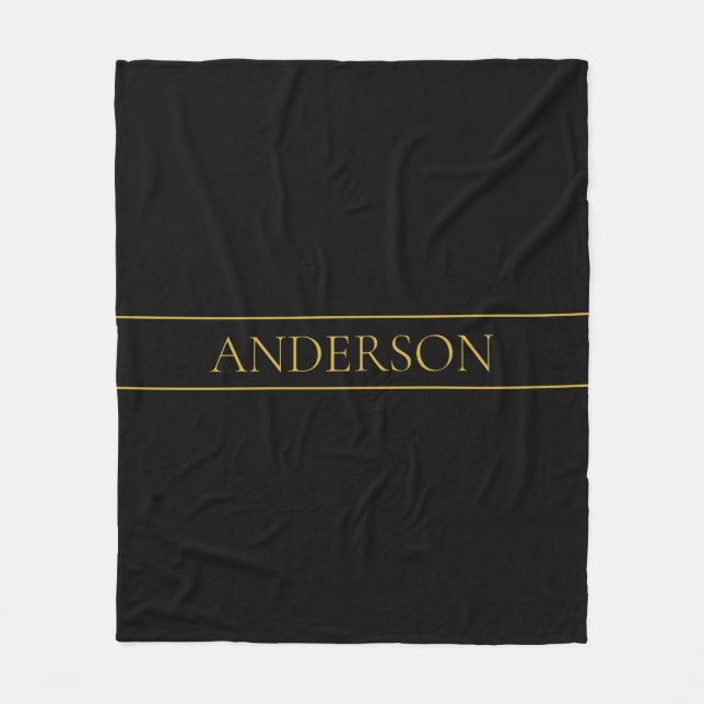Classy Customisable Gold Text & Lines Fleece Blanket (Front)