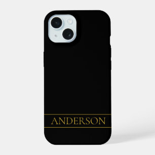 Classy Customisable Gold Text & Lines iPhone 15 Case