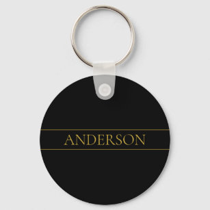 Classy Customisable Gold Text & Lines Key Ring