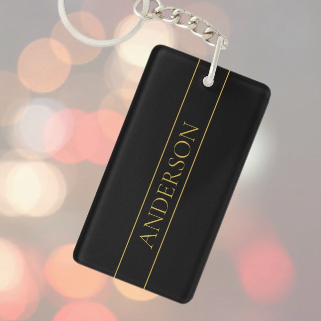 Classy Customisable Gold Text & Lines Key Ring (Creator Uploaded)