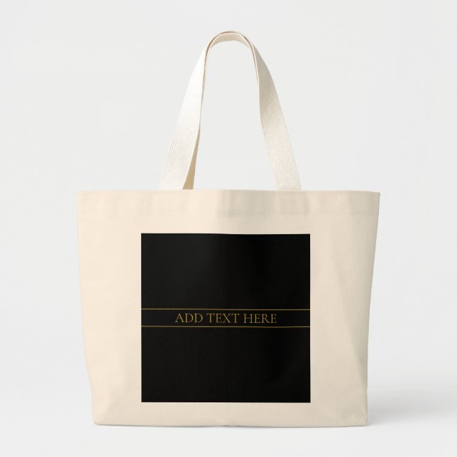 Classy Customisable Gold Text & Lines Large Tote Bag (Front)