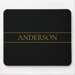 Classy Customisable Gold Text & Lines Mouse Mat