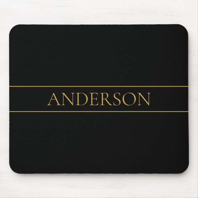 Classy Customisable Gold Text & Lines Mouse Mat (Front)