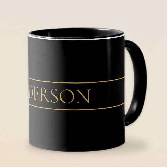 Classy Customisable Gold Text & Lines Mug (Creator Uploaded)