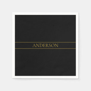 Classy Customisable Gold Text & Lines Napkin