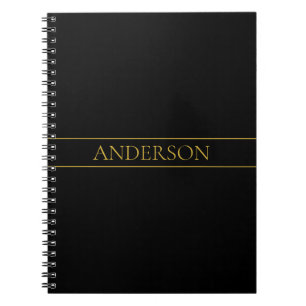Classy Customisable Gold Text & Lines Notebook