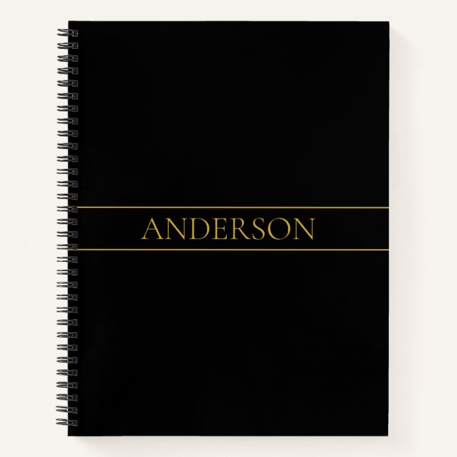 Classy Customisable Gold Text & Lines Notebook (Front)