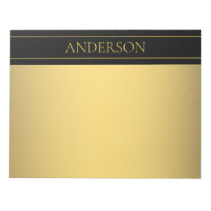Classy Customisable Gold Text & Lines Notepad