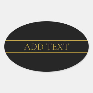Classy Customisable Gold Text & Lines Oval Sticker