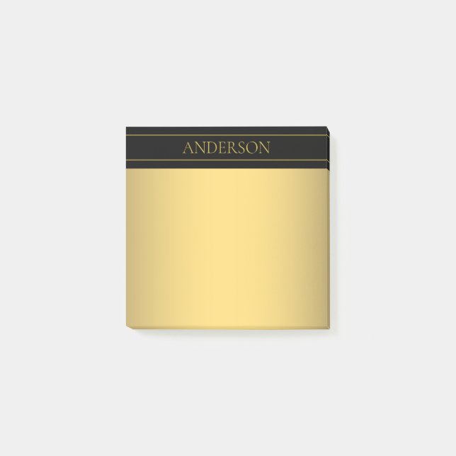 Classy Customisable Gold Text & Lines Post-it Notes (Front)