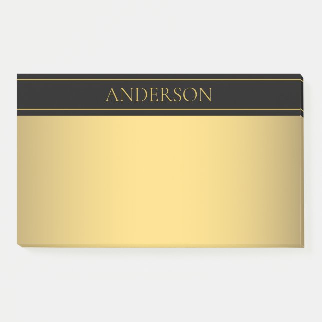 Classy Customisable Gold Text & Lines Post-it Notes (Front)